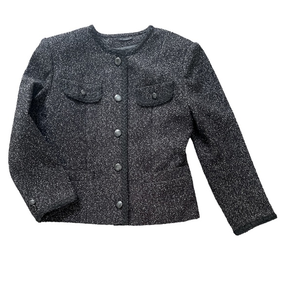 Modus Art Channel type black & white tweed jacket with braided edge detailing M - Picture 9 of 9